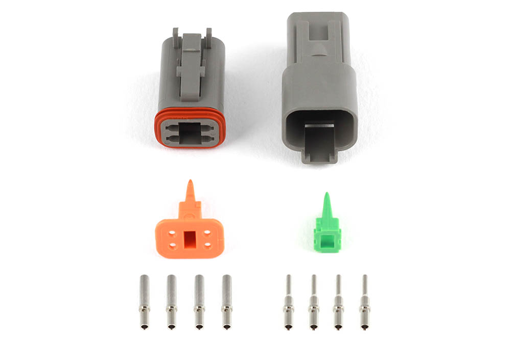 Plug and Pins Only - Matching Set of Deutsch DT-4 Connectors (DT06-4S + DT04-4P) - (13 Amp) - HT-031114