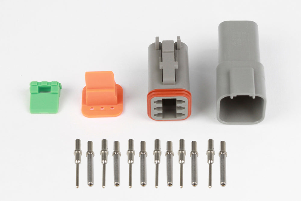 Plug and Pins Only - Matching Set of Deutsch DT-6 Connectors (DT06-6S + DT04-6P) - (13 Amp) - HT-031115