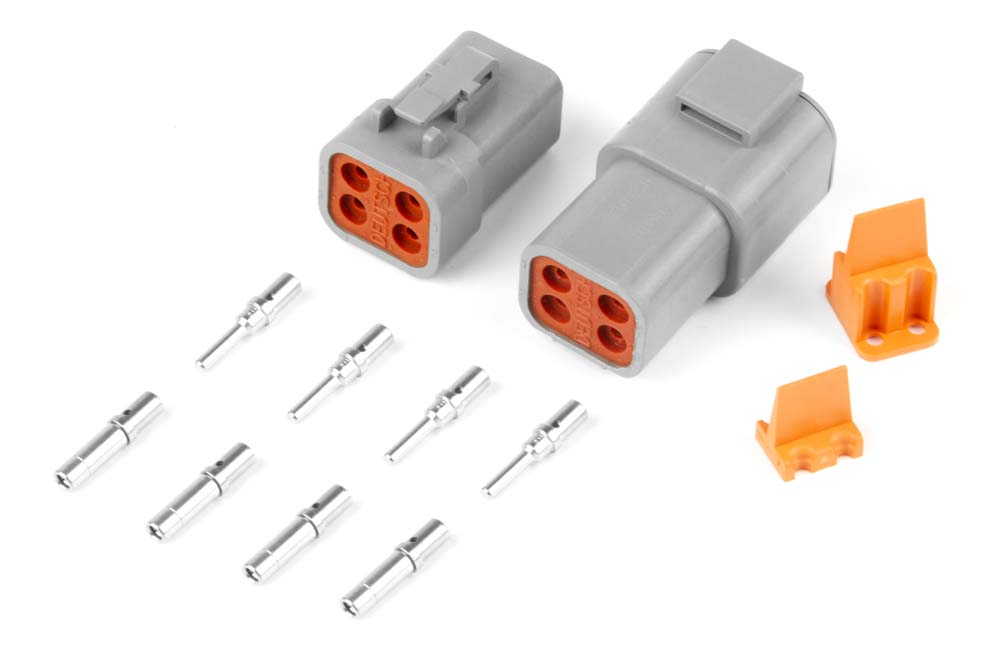Plug and Pins Only - Matching Set of Deutsch DTP-4 Connectors (25 Amp) - HT-031204