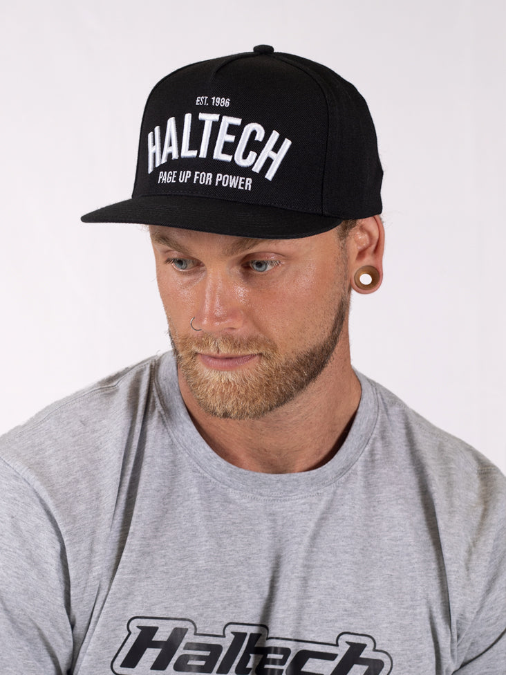 Haltech Snap Back Black with White Text - HT-301002