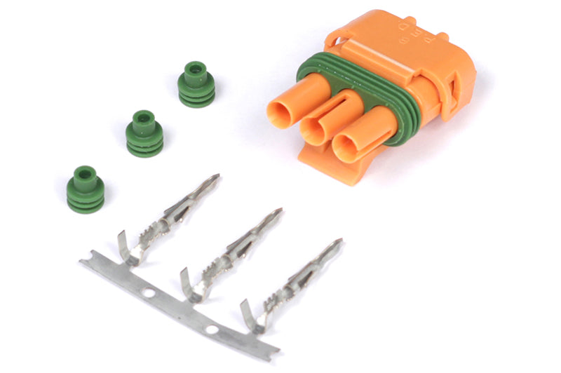 Plug and Pins Only - Delco Weather Pack 3 pin GM Style MAP Sensor Connector - Orange - HT-030420