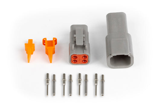 Plug and Pins Only - Matching Set of Deutsch DTM-4 Connectors (7.5 Amp) - HT-031014