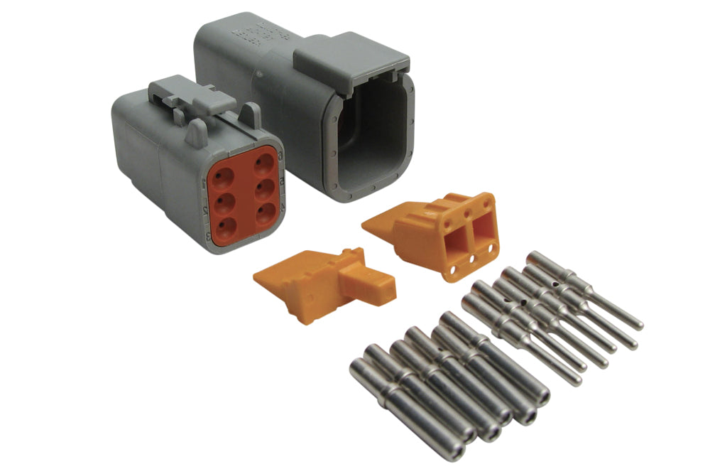 Plug and Pins Only - Matching Set of Deutsch DTM-6 Connectors (7.5 Amp) - HT-031015