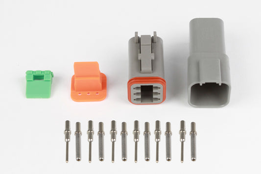 Plug and Pins Only - Matching Set of Deutsch DT-6 Connectors (DT06-6S + DT04-6P) - (13 Amp) - HT-031115