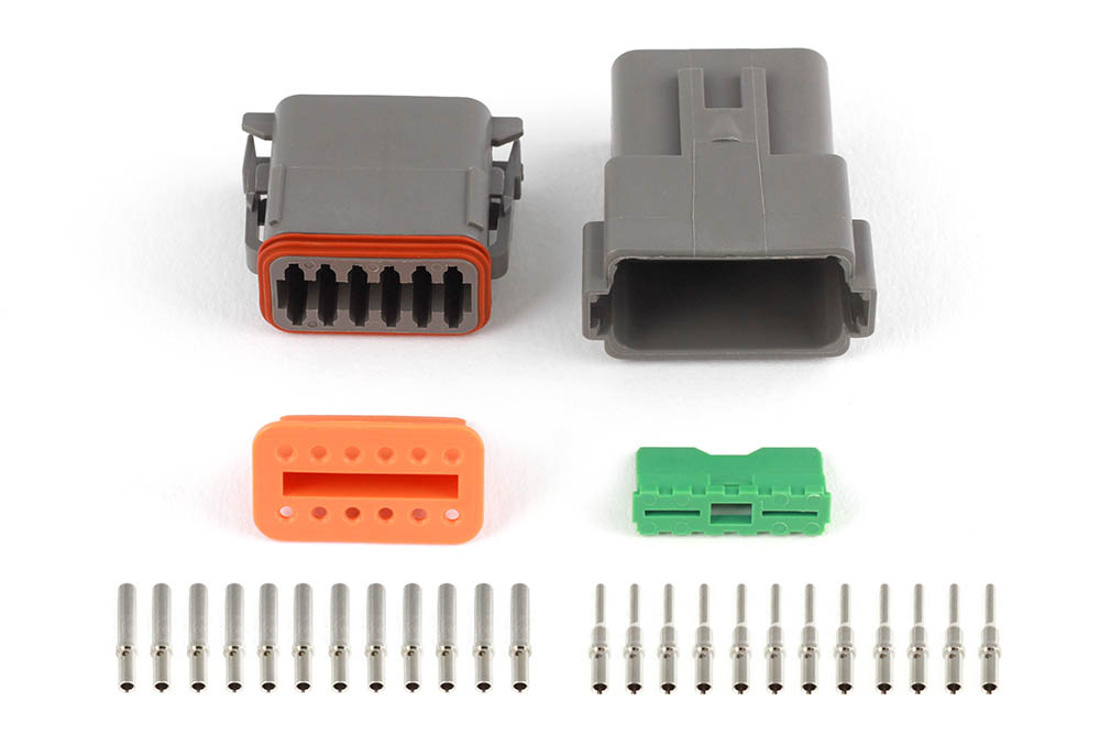 Plug and Pins Only - Matching Set of Deutsch DT-12 Connectors (DT06-12S + DT04-12P) - (13 Amp) - HT-031117