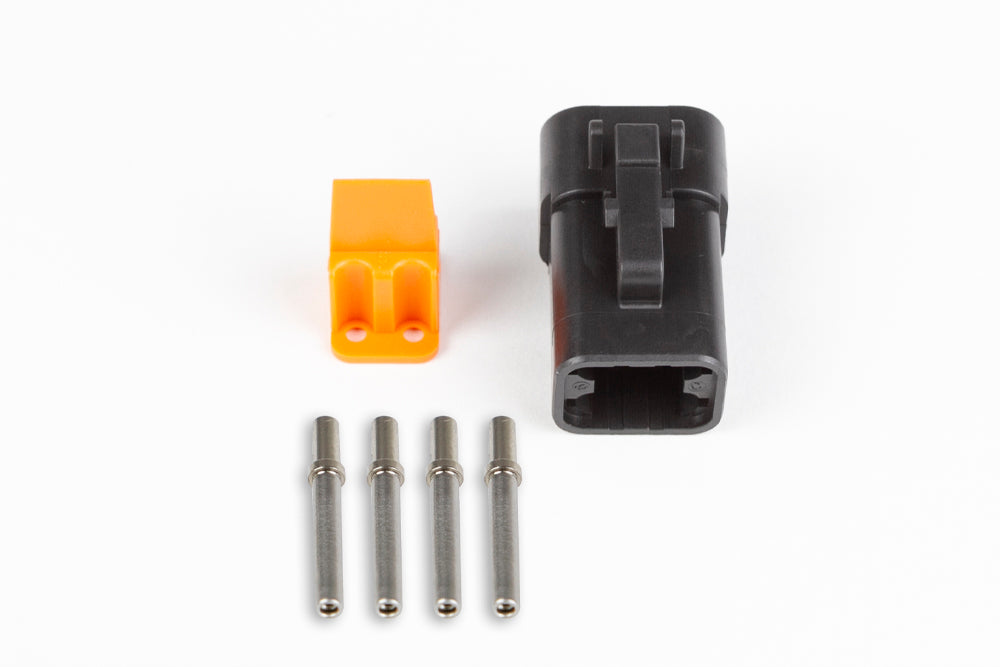 Plug and pins only - Male Deutsch DTP-06-4S - Black connector (25Amp) - HT-031201