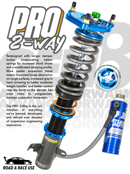 Fortune Auto Dreadnought PRO 2-Way Coilovers - Mazda RX-7 (FD3S) + Air Piston Lift System