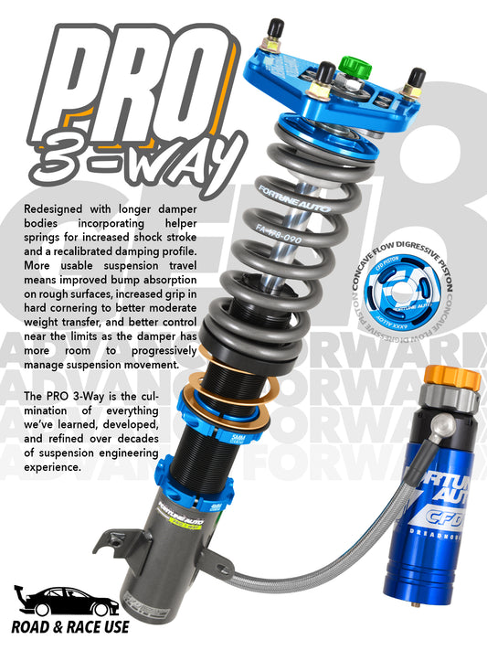 Fortune Auto Dreadnought PRO 3-Way Coilovers - Nissan Silvia 180SX (S13)